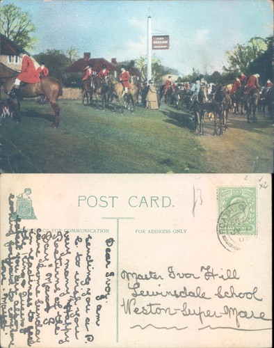 Horse riders near red - red, inn