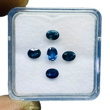 VVS 5 Pcs Natural Ceylon Blue Sapphire 4x3mm Oval Cut Loose Gemstones 1.25 Cts