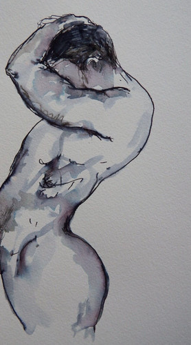 Male nude ink drawing - , man