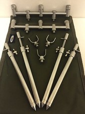 CARP FISHING STAINLESS GOAL POST BUZZ BAR SET WITH BAG BANK STICKS + 3 X U RESTS