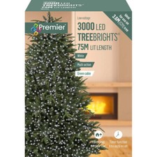Premier 3000 LED Multi-Action TreeBrights Christmas Lights with Timer - WHITE