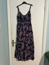 Floral maxi navy dress - floral,