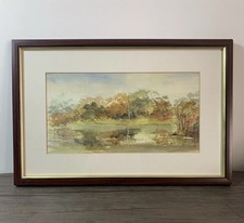 Watercolour Painting Bolam Lake Ponteland Signed June A Birkby England