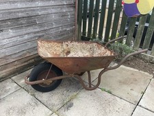 Vintage Rustic Zinc Metal Wheel Barrow/ Ideal Garden Planter
