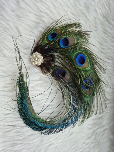 Peacock feather facinator - peacock,
