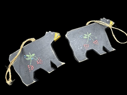 Folk art wooden bear - wooden,