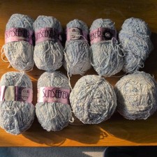 New 9x50g Sirdar Sunseeker DK Cotton Boutonne Blue & White 48 % Cotton 27% Acryl