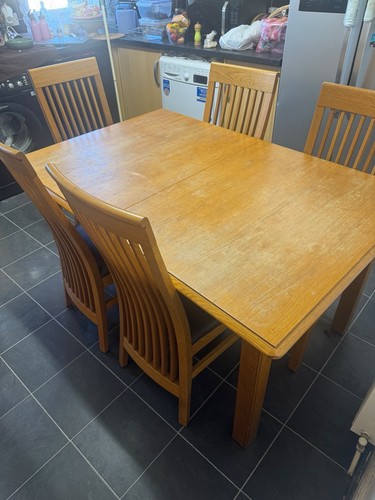 Solid oak dining table - table, &