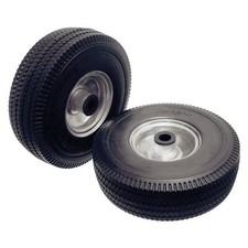 2 x 25cm Wheel 4.10/3.50-4 Puncture Proof Steel Rim 20mm Bore Sack Barrow Truck