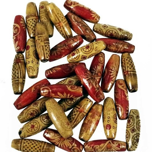 Wooden beads mixed - wooden, patterns