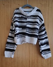ZARA Black and White Striped Cropped Jumper Ages 9 - 10