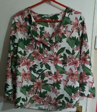 Women's Multicoloured Floral Print Tunic Blouse Ladies Top By Tu Size 12
