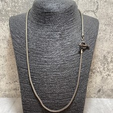 MIGLIO Snake Chain Necklace Dark Silver Plated Toggle Clasp 63cm Unisex Retro