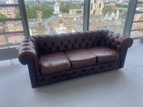 Brown leather chesterfield - leather,