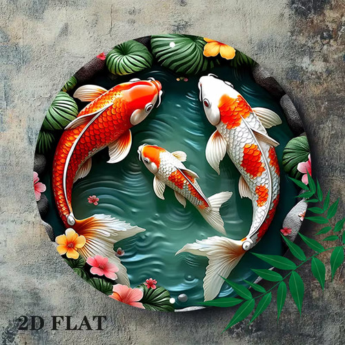 Chinese koi carp fish metal - fish, 2d