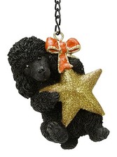 Vivid Arts Hanging Mini Star Black Poodle Puppy Dog Ornament - Indoor or Outdoor