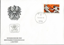 1974 Austria Fencing FDC. Wien First Day Cover. Sport, Swords