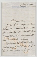 Robert Of Rothschild - Letter Signed Autograph Monument To Marshal Joffre 1936