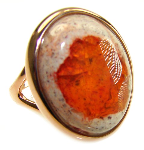 Natural orange opal ring - natural,