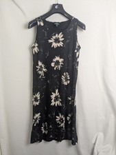 Laura Ashley ladies size large sleeveless navy mix casual midi dress