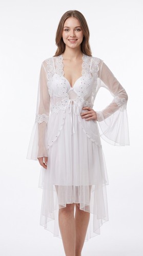 2pc white satin nightgown - nightgown, &
