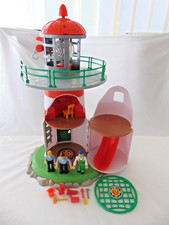 FIREMAN SAM, PENNY MORRIS AND MIKE FLOOD WITH RESCUE LIGHTHOUSE