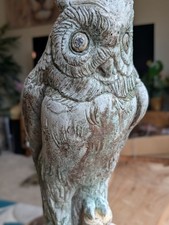 Vintage Stone Owl Garden Statue Ornament Sculpture Decor