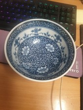 Vintage Mcm Tomo Japan Blue & White Floral Design Bowl  15cm Width 8.5cm High