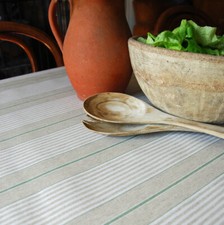  French ticking machine washable oilcloth green striped linen table cloth 