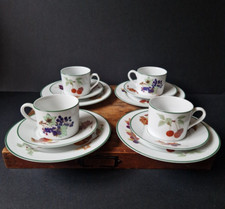 Vintage Royal Worcester Fruit Design Cherry Apple x 4 Cups Saucers Side Plates