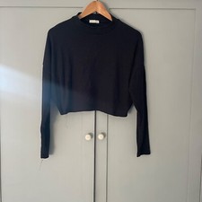 Black ribbed long sleeved top from Cotton On size Medium - cropped, crop,