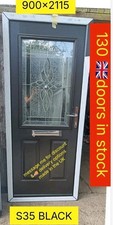 NEW SOLIDOR BEESTON Black COMPOSITE DOOR BLACK PVC FRAME 900 X 2070/2115