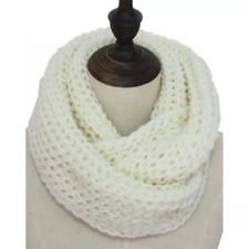 Ladies snood style scarf, white crochet Ring Loop Style, Acrylic, 120x22cm