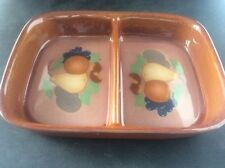 Denby Pottery Orchard Stoneware Pattern 2 Section Rare Pear & Grapes Mint 9”