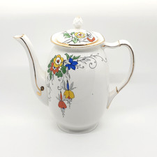Wetley China Bone China Teapot Gold Trim Floral Fuchsia Design Sampson Smith Ltd