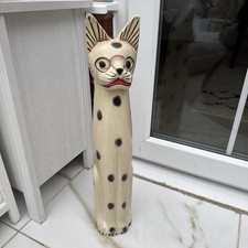 Wooden big cat figure Ornament- 60cm/ 24in tall x base 11cm