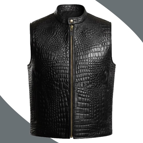 Men black leather - men's, crocodile