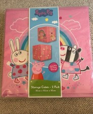 Peppa Pig 2 Pack Collapsible Storage Cubes Toys Books Storage Box Pink New