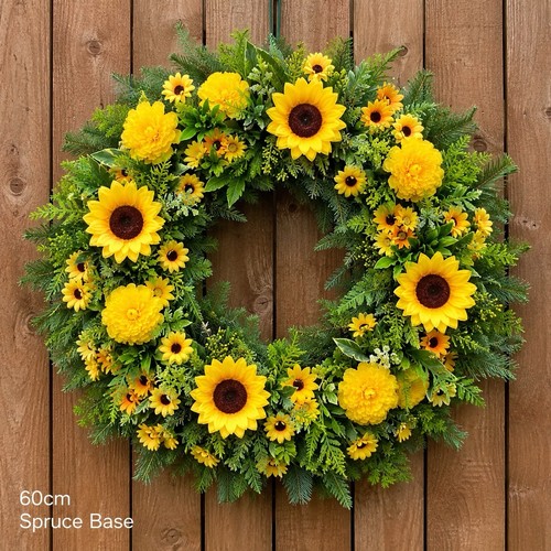 60cm sunflower wreath - 60cm, faux