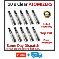 10 x CLEAR ATOMISER CLEAROMISER E CIG VAPE TOPS TANKS ATOMIZER CLEAROMIZER UK