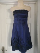 Designer Blue Dress Shimmer Embroidered Beaded Jane Norman Size 14 Evening Party