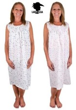 Women's Ladies Sleeveless Cotton Floral Nightdress #ENGLISH MADE# By LADY OLGA 