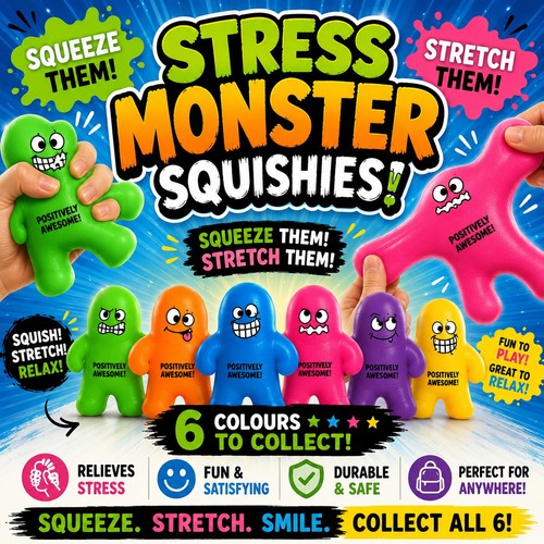 Stress monster squishy squeeze - stress,