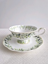 Whittard Of Chelsea English Breakfast Tea Set Cup & Saucer Birds Scalloped Green