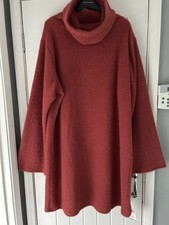 New ASOS Curve Rust Red Soft Fluffy Knit Roll Neck Jumper Dress 20