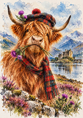 Highland cow matte art - a4,