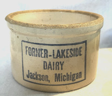 Vintage Forner-Lakeside Dairy Jackson MI Red Wing Stoneware Advertising Crock