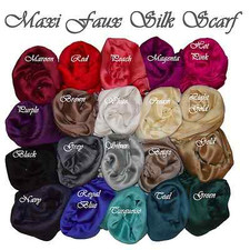 New Shimmery Faux Silk Hijab Maxi Scarf Shawl Wrap Sateen Shiny Big Headscarf