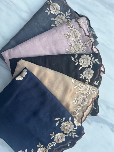 Embroidered floral scarf large - floral,