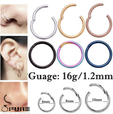 16G Titanium Steel Cartilage Hoop Nose Tiny Septum Lip Hinged Clicker Ear Rings